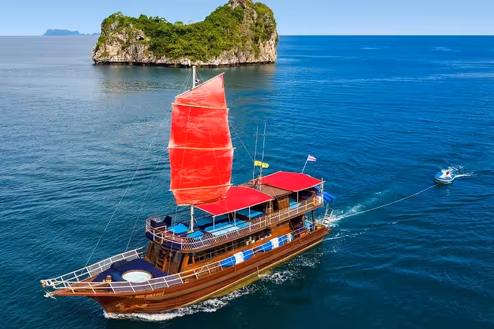 Red Dragon teak wood yacht deck Koh Samui private charter